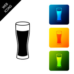 Glass of beer icon isolated on white background. Set icons colorful square buttons. Vector Illustration