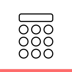 Numeric keypad icon in flat isolated on white background, number vector illustration for web site or mobile app