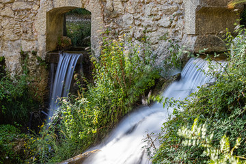 waterfall at the old Roman dam on the Sainte Victoire mountain range