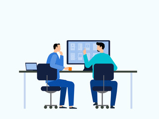  flat vector illustration business team working collaboration and group business meeting concept