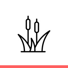 Reed icon in flat isolated on white background, cane vector illustration for web site or mobile app