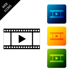 Fototapeta na wymiar Play Video icon isolated on white background. Film strip with play sign. Set icons colorful square buttons. Vector Illustration
