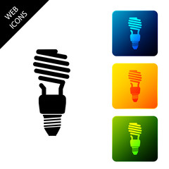 Energy saving light bulb icon isolated on white background. Set icons colorful square buttons. Vector Illustration