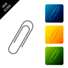Paper clip icon isolated on white background. Set icons colorful square buttons. Vector Illustration
