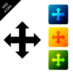 Arrows in four directions icon isolated on white background. Set icons colorful square buttons. Vector Illustration