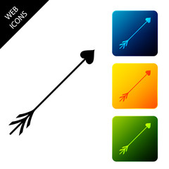 Cupid arrow heart, Valentines Day cards icon isolated on white background. Set icons colorful square buttons. Vector Illustration