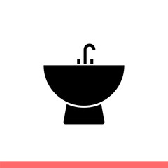 Washbasin icon in flat isolated on white background, sink vector illustration for web site or mobile app