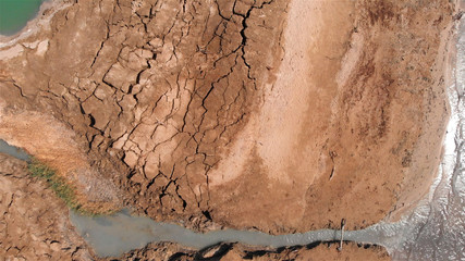 Dead Sea Cracks in the Summer Aerial view
