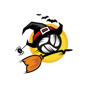 Volleyball Halloween Flying Logo 05