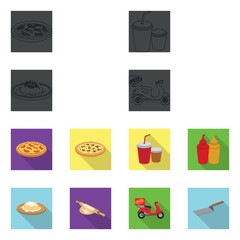 Isolated object of pizza and food sign. Set of pizza and italy stock vector illustration.