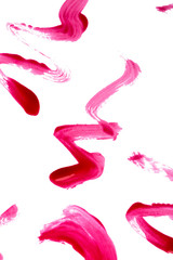 Red color lip gloss with glitter paint on background