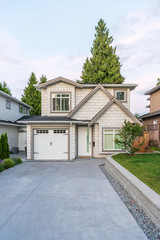 Houses in suburb at Summer in the north America. Luxury houses with nice landscape.