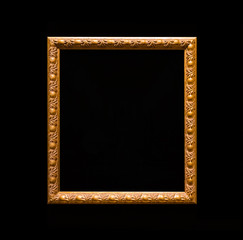 Gold frame Elegant vintage Isolated on black background