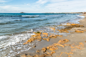 Landscape of Mediterranean sea with Isola delle Femmine or Island of Women, Sicily