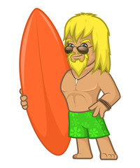 Surfer in the green shorts and sunglasses