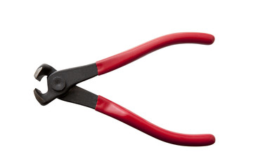 close up of wire cutter on white background