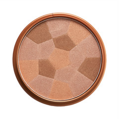 Make up powder in round container on background