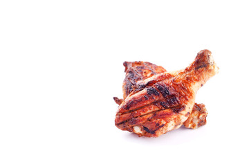 grilled legs , fried chicken drumsticks isolated on a white background
