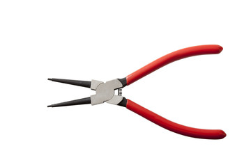 close up of pliers on white background