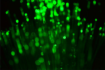 Green Defocused Fiber Optics Lights Background