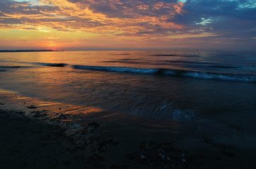 Zachód słońca na plaży w Świnoujściu