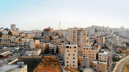 Flying over Palestinian Town Shuafat Close to Jerusalem Drone footage 