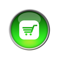 Green Glossy Shopping Cart Web Button