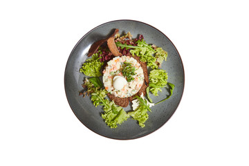 Olivier salad on a white background