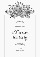 Wild flowers. Herbal tea. Vector illustration.