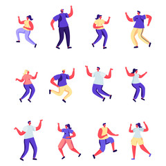 Fototapeta na wymiar Set of flat people are jumping happiness characters. Bundle cartoon people jumping and rejoicing at the holiday on white background. Vector illustration in flat modern style.