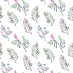 Seamless herbal pattern. Watercolor field flowers