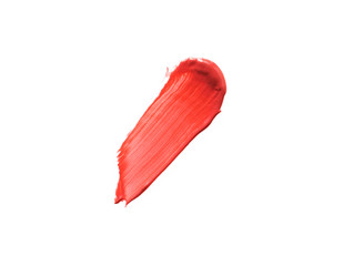 Orange color lip gloss brush stroke on background