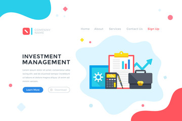 Investment management. Investing, banking, marketing, business strategy concept. Modern flat design graphic elements for web banner, landing page template, website. Vector illustration