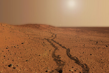 A trace from Mars caterpillars, on the planet Mars. Elements of this image were furnished by NASA