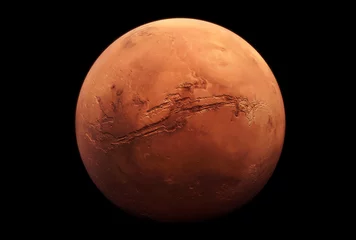 Fotobehang Planet Mars, in red rusty color, on a dark background.  Elements of this image were furnished by NASA © Artsiom P