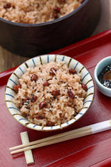 Sekihan, steamed sticky rice with red beans, Japanese food