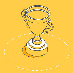 isometric vector icon on a yellow background, cup icon, victory in the competition and achieving the goal in business