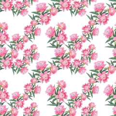 Tuinposter Seamless pattern with beautiful pink peonies isolated on white.  © Mariia
