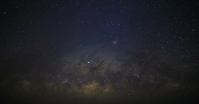 Time lapse 4K of The Milky way in the dark night before dawn at northern Thailand.