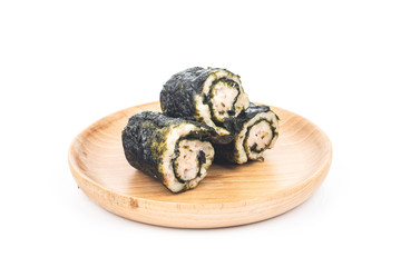 Seaweed rolls on white background