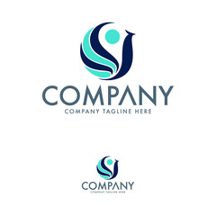 Abstract Circle Bird Logo Template