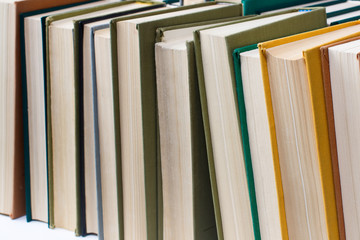 Educational concept. Books, textbooks close-up.