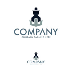 Ship Logo Template. Port Logo. Ship Repair Logo Design