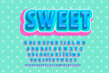 Sweets trendy alphabet. Typeface modern typography sans serif style for party poster, printing on fabric, t shirt, promotion, decoration, stamp, label, special offer. Cool font. Vector 10 eps