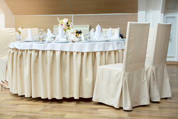 tableware standing on a white festive table