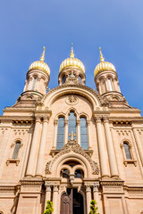 Fototapeta na wymiar Russisch-Orthodoxe Kirche der heiligen Elisabeth auf dem Neroberg in Wiesbaden
