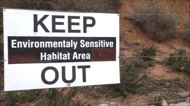 Keep out sign in enviromentally sensitive area 