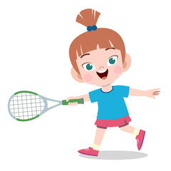 Obraz na płótnie Canvas happy kid sport tennis vector illustration