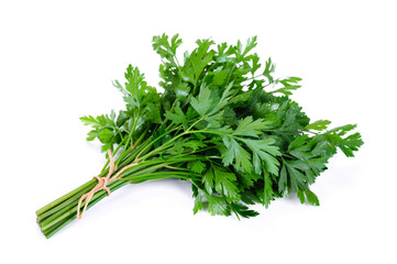 Bunch of fresh parsley isolated on a white background