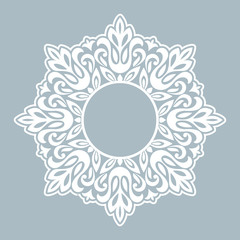 Decorative frame Elegant vector element for design in Eastern style, place for text. Floral blue border. Lace illustration for invitations and greeting cards